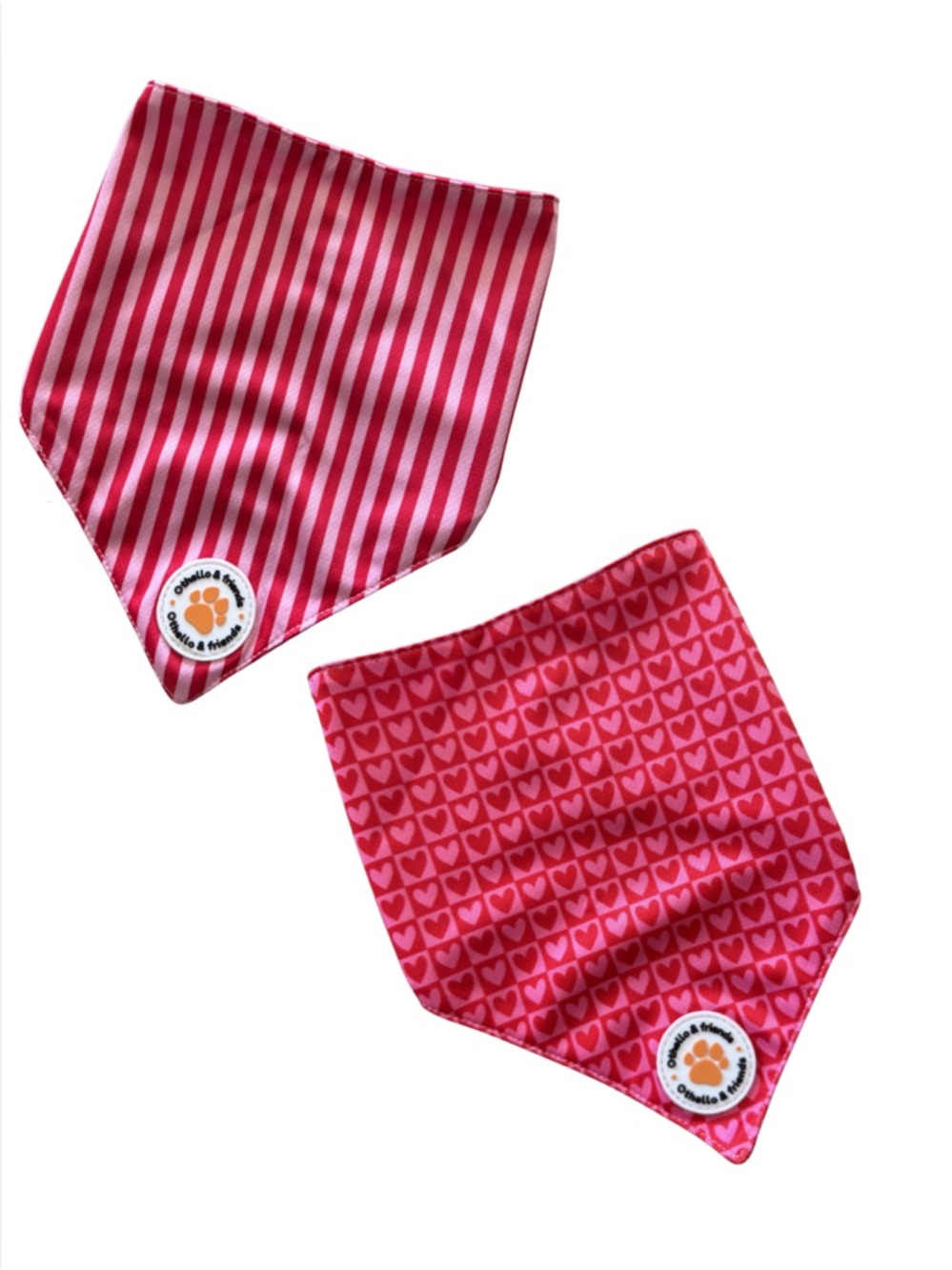 Reversible Pink Heart & Stripe Dog Bandana - Cozy Pet Accessory